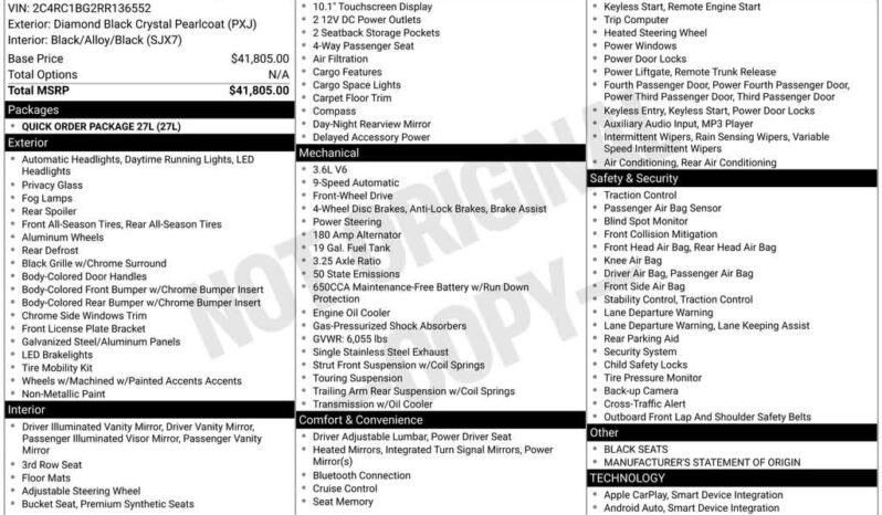 
 Chrysler Pacifica full									